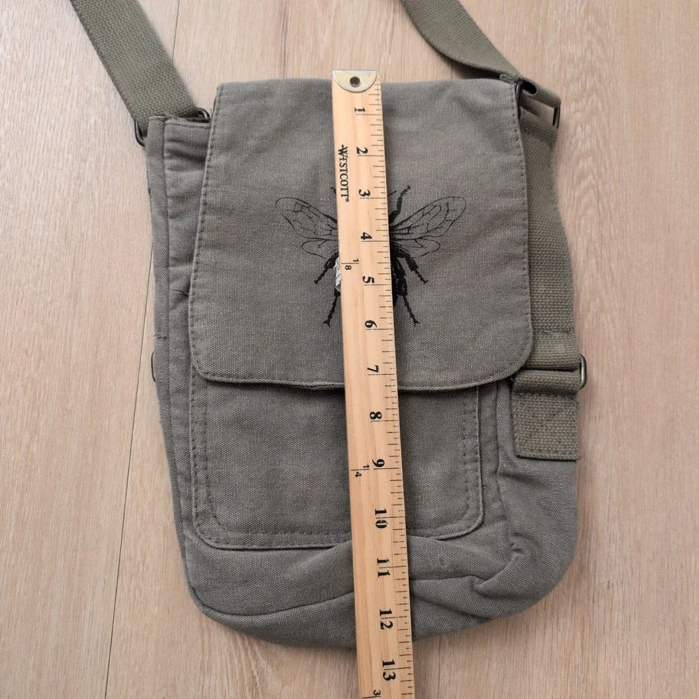 Rothco Canvas Messenger Bag Olive Green Bumblebee Bee Graphic Crossbody Bag